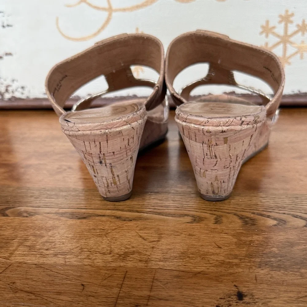 Studded Tan Jack Rogers Nora Wedge Cork Sandals - 11